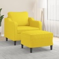 vidaXL, vidaXL Sessel mit Hocker Hellgelb 60 cm Stoff