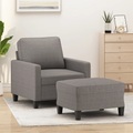 vidaXL, vidaXL Sessel mit Hocker Taupe 60 cm Stoff