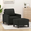 vidaXL, vidaXL Sessel mit Hocker Schwarz 60 cm Stoff