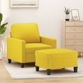 vidaXL, vidaXL Sessel mit Hocker Hellgelb 60 cm Stoff