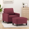 vidaXL, vidaXL Sessel mit Hocker Weinrot 60 cm Stoff
