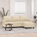 vidaXL, vidaXL 3-Sitzer-Sofa mit Hocker Creme 180 cm Stoff