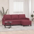 vidaXL, vidaXL 3-Sitzer-Sofa mit Hocker Weinrot 180 cm Stoff