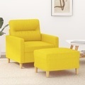 vidaXL, vidaXL Sessel mit Hocker Hellgelb 60 cm Stoff