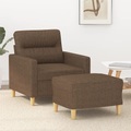 vidaXL, vidaXL Sessel mit Hocker Braun 60 cm Stoff