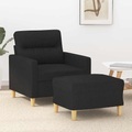 vidaXL, vidaXL Sessel mit Hocker Schwarz 60 cm Stoff