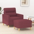vidaXL, vidaXL Sessel mit Hocker Weinrot 60 cm Stoff