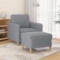 vidaXL, vidaXL Sessel mit Hocker Hellgrau 60 cm Stoff