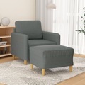 vidaXL, vidaXL Sessel mit Hocker Dunkelgrau 60 cm Stoff