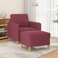 vidaXL, vidaXL Sessel mit Hocker Weinrot 60 cm Stoff