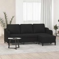 vidaXL, vidaXL 3-Sitzer-Sofa mit Hocker Schwarz 180 cm Stoff
