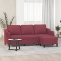 vidaXL, vidaXL 3-Sitzer-Sofa mit Hocker Weinrot 180 cm Stoff
