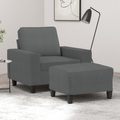 vidaXL, vidaXL Sessel mit Hocker Dunkelgrau 60 cm Stoff