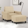 vidaXL, vidaXL Sessel mit Hocker Creme 60 cm Stoff