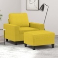 vidaXL, vidaXL Sessel mit Hocker Hellgelb 60 cm Stoff