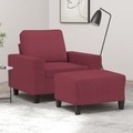 vidaXL, vidaXL Sessel mit Hocker Weinrot 60 cm Stoff
