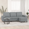 vidaXL, vidaXL 3-Sitzer-Sofa mit Hocker Hellgrau 180 cm Stoff