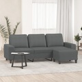 vidaXL, vidaXL 3-Sitzer-Sofa mit Hocker Dunkelgrau 180 cm Stoff