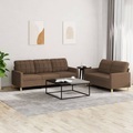 vidaXL, vidaXL 2-tlg. Sofagarnitur mit Kissen Braun Stoff