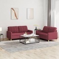 vidaXL, vidaXL 2-tlg. Sofagarnitur mit Kissen Weinrot Stoff