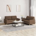 vidaXL, vidaXL 2-tlg. Sofagarnitur mit Kissen Braun Stoff
