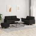 vidaXL, vidaXL 3-tlg. Sofagarnitur mit Kissen Schwarz Stoff