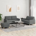 vidaXL, vidaXL 3-tlg. Sofagarnitur mit Kissen Dunkelgrau Stoff