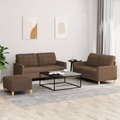 vidaXL, vidaXL 3-tlg. Sofagarnitur mit Kissen Braun Stoff