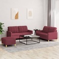 vidaXL, vidaXL 3-tlg. Sofagarnitur mit Kissen Weinrot Stoff
