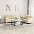 vidaXL, vidaXL 2-tlg. Sofagarnitur mit Kissen Creme Stoff