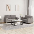 vidaXL, vidaXL 2-tlg. Sofagarnitur mit Kissen Taupe Stoff