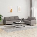 vidaXL, vidaXL 2-tlg. Sofagarnitur mit Kissen Taupe Stoff