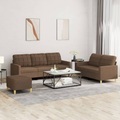 vidaXL, vidaXL 3-tlg. Sofagarnitur mit Kissen Braun Stoff