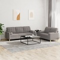 vidaXL, vidaXL 2-tlg. Sofagarnitur mit Kissen Taupe Stoff