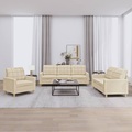 vidaXL, vidaXL 3-tlg. Sofagarnitur mit Kissen Creme Stoff
