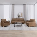 vidaXL, vidaXL 3-tlg. Sofagarnitur mit Kissen Braun Stoff