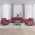 vidaXL, vidaXL 3-tlg. Sofagarnitur mit Kissen Weinrot Stoff