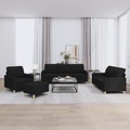 vidaXL, vidaXL 4-tlg. Sofagarnitur mit Kissen Schwarz Stoff