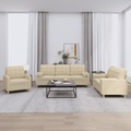 vidaXL, vidaXL 3-tlg. Sofagarnitur mit Kissen Creme Stoff