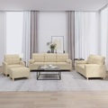 vidaXL, vidaXL 4-tlg. Sofagarnitur mit Kissen Creme Stoff