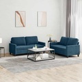 vidaXL, vidaXL 2-tlg. Sofagarnitur mit Kissen Blau Samt