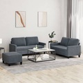 vidaXL, vidaXL 3-tlg. Sofagarnitur mit Kissen Dunkelgrau Samt