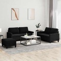 vidaXL, vidaXL 3-tlg. Sofagarnitur mit Kissen Schwarz Samt
