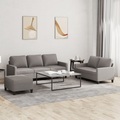 vidaXL, vidaXL 3-tlg. Sofagarnitur mit Kissen Taupe Stoff