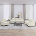 vidaXL, vidaXL 3-tlg. Sofagarnitur mit Kissen Creme Samt