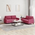 vidaXL, vidaXL 2-tlg. Sofagarnitur mit Kissen Weinrot Samt