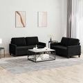 vidaXL, vidaXL 2-tlg. Sofagarnitur mit Kissen Schwarz Samt