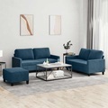 vidaXL, vidaXL 3-tlg. Sofagarnitur mit Kissen Blau Samt
