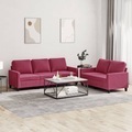 vidaXL, vidaXL 2-tlg. Sofagarnitur mit Kissen Weinrot Samt