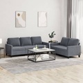 vidaXL, vidaXL 2-tlg. Sofagarnitur mit Kissen Dunkelgrau Samt